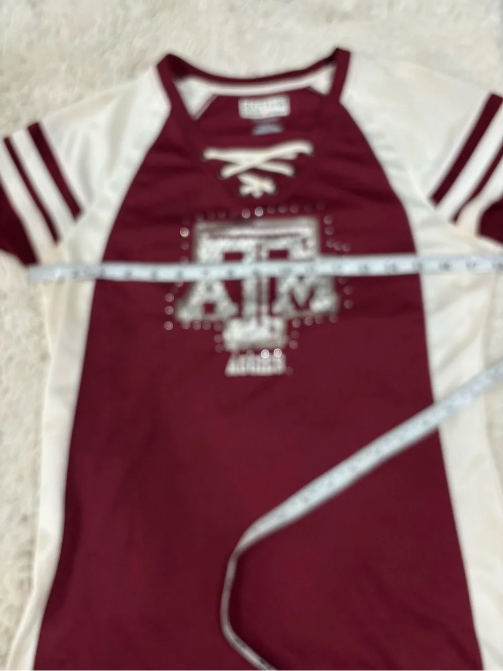 Section 101 Fan Wear Texas A&M Maroon Lace-Up Short Sleeve Jereey Med - Picture 6 of 11